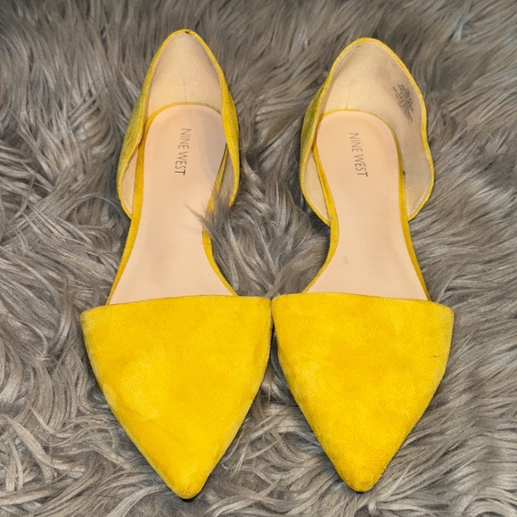 EUC Nine West Deputy D'orsay Slip-on Pointed Toe Flats Yellow Size 11 - Picture 1 of 7
